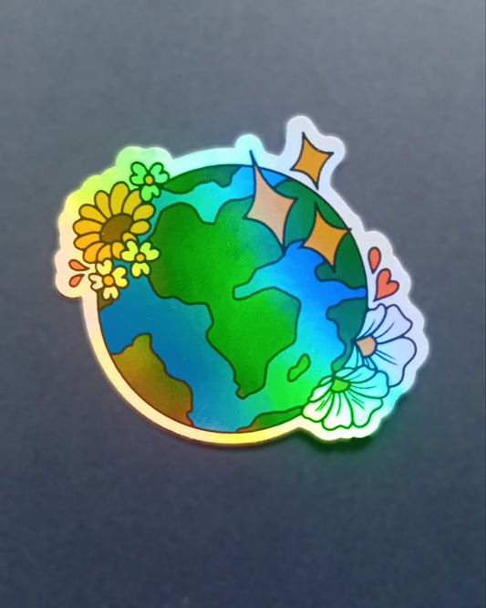 Holographic Earth Vinyl Sticker